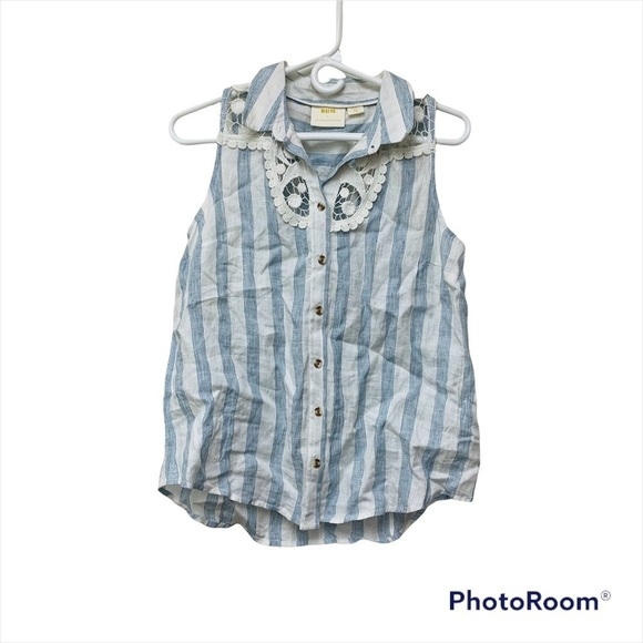 NWT Maeve Edinboro Sleeveless Linen Buttondown Top - Picture 3 of 13